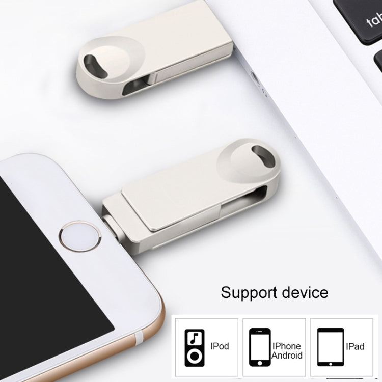 S29 3 in 1 16GB Micro USB + USB + 8 Pin Interface Metal Twister Flash Disk(Silver)