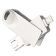 S29 3 in 1 128GB Micro USB + USB + 8 Pin Interface Metal Twister Flash Disk(Silver) - USB Flash Drives by PMC TechLife | Online Shopping South Africa | PMC TechLife | Buy Now Pay Later Mobicred