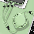 3.5A Liquid Silicone 3 in 1 USB to USB-C / Type-C + 8Pin + Micro USB Retractable Data Syn Charging Cable (Green) - Multifunction Cable by PMC TechLife | Online Shopping South Africa | PMC TechLife | Buy Now Pay Later Mobicred