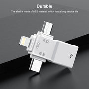 USB 2.0 to 8 Pin + USB-C / Type-C + Micro USB  OTG Adapter