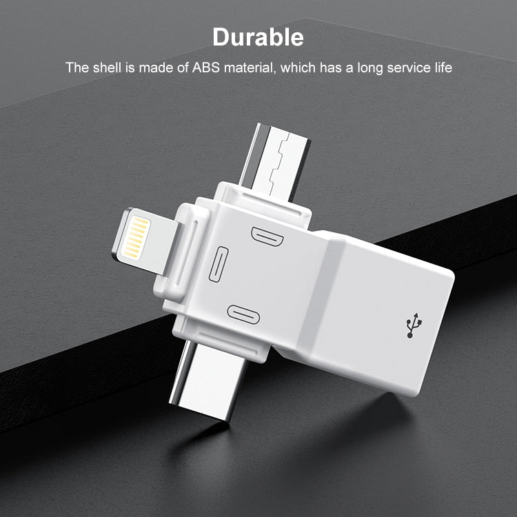 USB 2.0 to 8 Pin + USB-C / Type-C + Micro USB  OTG Adapter