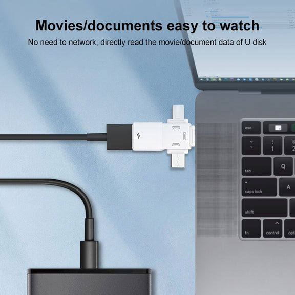 USB 2.0 to 8 Pin + USB-C / Type-C + Micro USB  OTG Adapter