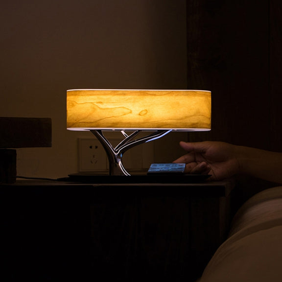 Tree Light Bluetooth Speaker Desk Lamp Phone Wireless Charger, EU Plug