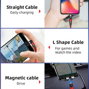 2m 2A Output USB to 8 Pin Nylon Braided Rotate Magnetic Charging Cable(Red)