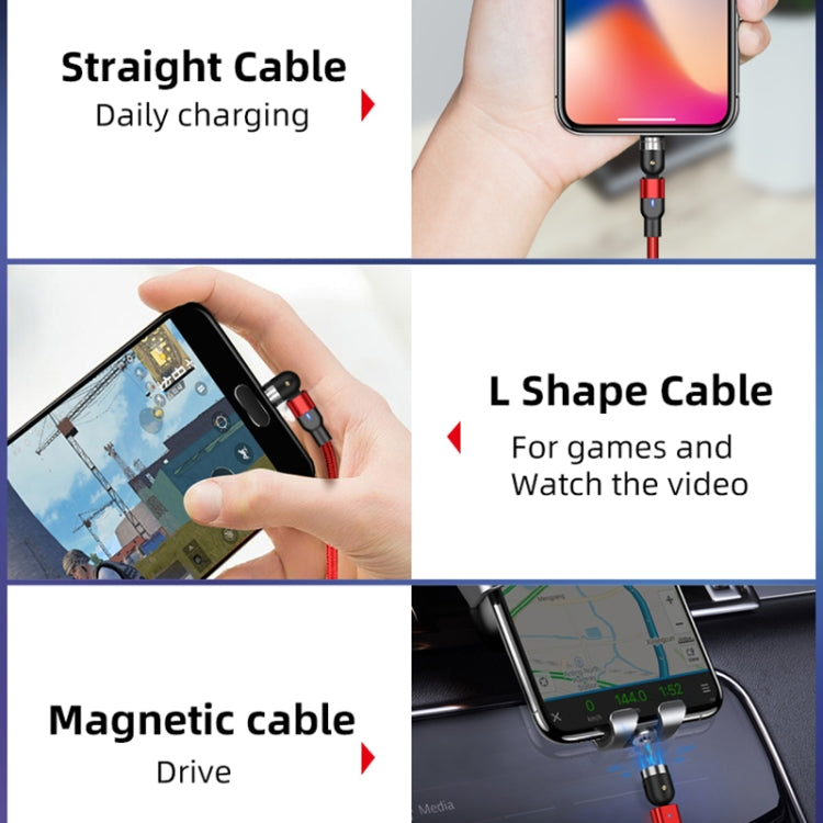 1m 2A Output USB to 8 Pin Nylon Braided Rotate Magnetic Charging Cable(Purple)