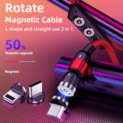 1m 2A Output USB to 8 Pin Nylon Braided Rotate Magnetic Charging Cable(Purple)