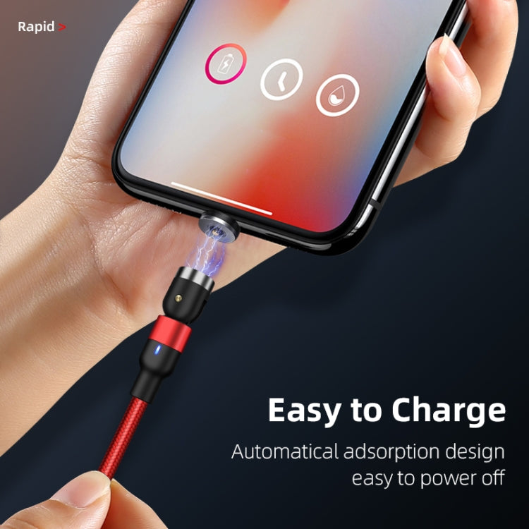 2m 2A Output 3 in 1 USB to 8 Pin + USB-C / Type-C + Micro USB Nylon Braided Rotate Magnetic Charging Cable (Red) - Charging Cable & Head by PMC Jewellery | Online Shopping South Africa | PMC Jewellery | Buy Now Pay Later Mobicred