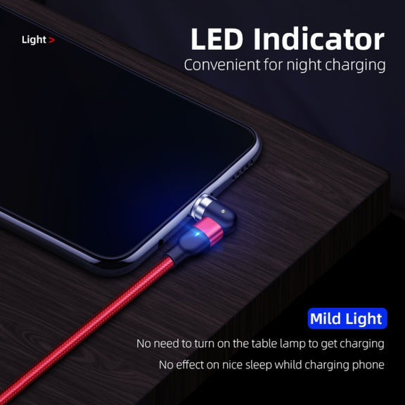 1m 2A Output 3 in 1 USB to 8 Pin + USB-C / Type-C + Micro USB Nylon Braided Rotate Magnetic Charging Cable (Red)