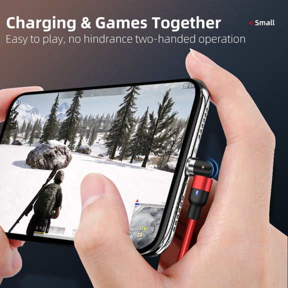 1m 2A Output 3 in 1 USB to 8 Pin + USB-C / Type-C + Micro USB Nylon Braided Rotate Magnetic Charging Cable (Red)