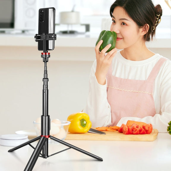 Aluminum Alloy Mobile Phone Bluetooth Selfie Stick Live Floor Tripod Bracket, Height: 1.5m