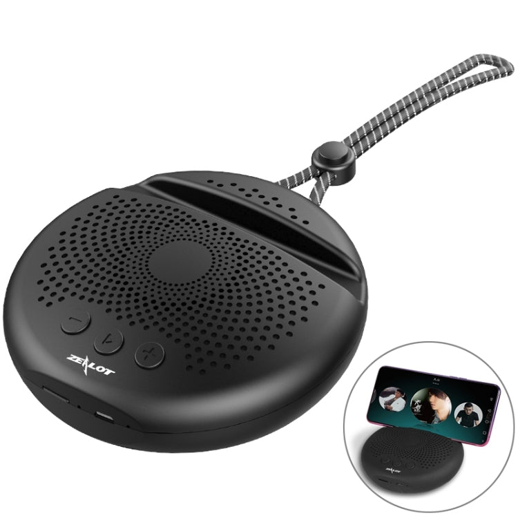 ZEALOT S24 Portable Stereo Bluetooth Speaker with Lanyard & Mobile Card Slot Holder, Supports Hands-free Call & TF Card (Black) - free shipping - PMC Jewellery - Order now!