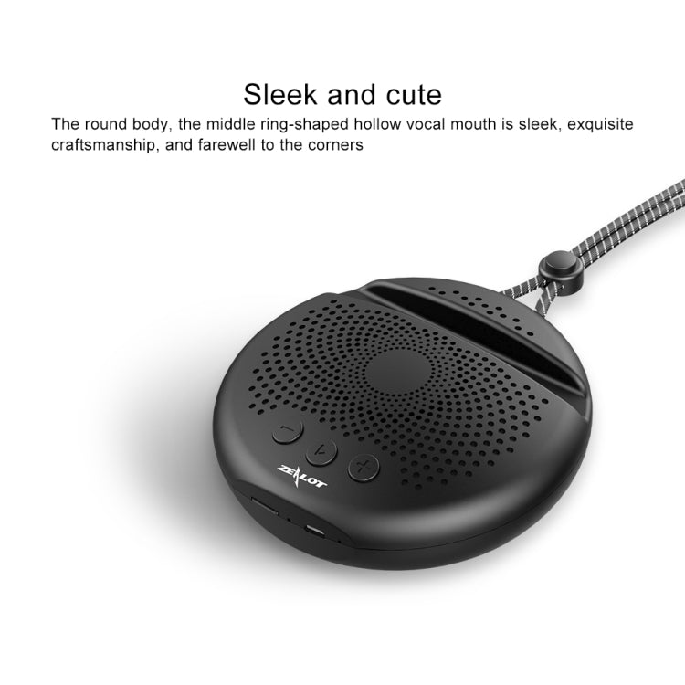 ZEALOT S24 Portable Stereo Bluetooth Speaker with Lanyard & Mobile Card Slot Holder, Supports Hands-free Call & TF Card (Dark Blue)
