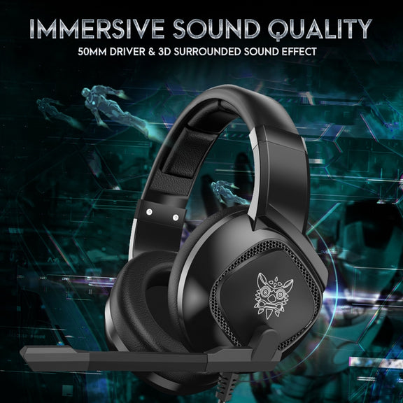 ONIKUMA K19 Single Plug Light Adjustable Gaming Headphone with Microphone(Black)