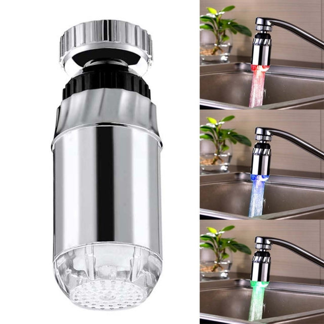SDF-B2 1 LED ABS Temperature Sensor RGB LED Faucet Light Water Glow Shower, Size: 78 x 28mm, Interface: 22mm (Silver)