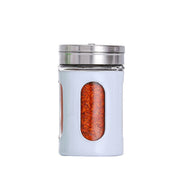 Stainless Steel Lid Glass Seasoning Jar Kitchen Supplies (White)