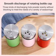 Stainless Steel Lid Glass Seasoning Jar Kitchen Supplies (Blue)
