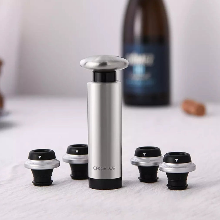 Original Xiaomi Youpin CircleJoy Stainless Steel Red Wine Preservation Stopper Set, Style: 4 Stoppers in One Pump - Bottle Stopper by Xiaomi Youpin | Online Shopping South Africa | PMC TechLife | Buy Now Pay Later Mobicred
