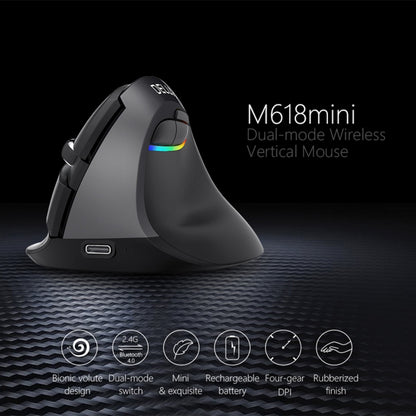DELUX M618 Mini 2.4G Wireless 2400DPI USB Rechargeable Ergonomic Vertical Mouse(Grey) - free shipping - PMC Jewellery - Order now!