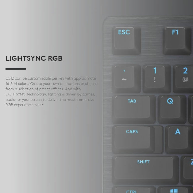 Logitech G512 RGB C-axis Mechanical Wired Gaming Keyboard, Length: 1.8m (Black)