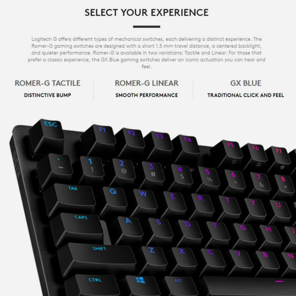 Logitech G512 RGB L-axis Mechanical Wired Gaming Keyboard, Length: 1.8m (Black)