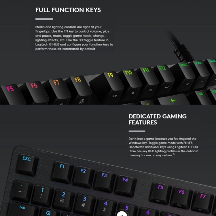 Logitech G512 RGB L-axis Mechanical Wired Gaming Keyboard, Length: 1.8m (Black)
