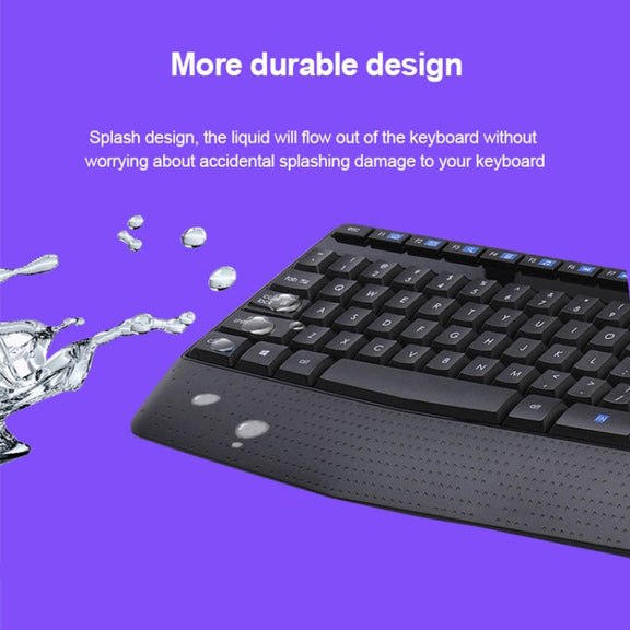 Logitech MK345 Wireless Full-size Keyboard + 2.4GHz 1000DPI Wireless Optical Mouse Set with Nano Receiver(Black)