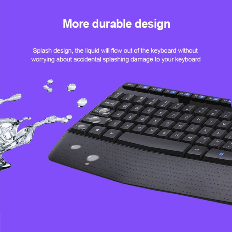 Logitech MK345 Wireless Full-size Keyboard + 2.4GHz 1000DPI Wireless Optical Mouse Set with Nano Receiver(Black)