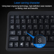 DS-8800 PS / 2 Interface Prevent Water Splashing Laser Engraving Character One-piece Wired Touchpad Keyboard, Length: 1.5m