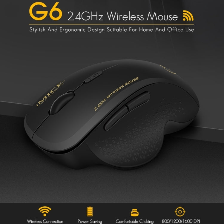 iMICE G6 Wireless Mouse 2.4G Office Mouse 6-button Gaming Mouse(Black) - free shipping - PMC Jewellery - Order now!