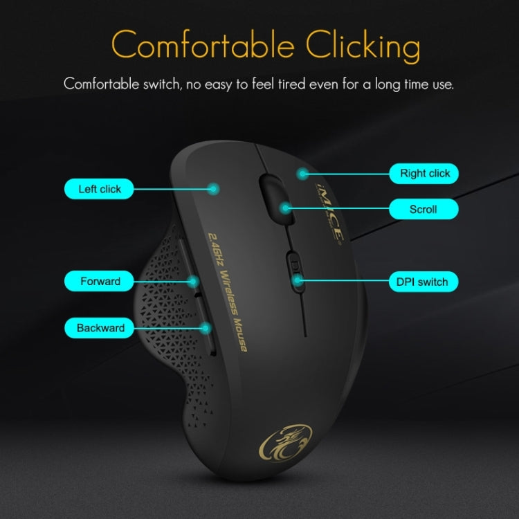 iMICE G6 Wireless Mouse 2.4G Office Mouse 6-button Gaming Mouse(Black) - free shipping - PMC Jewellery - Order now!