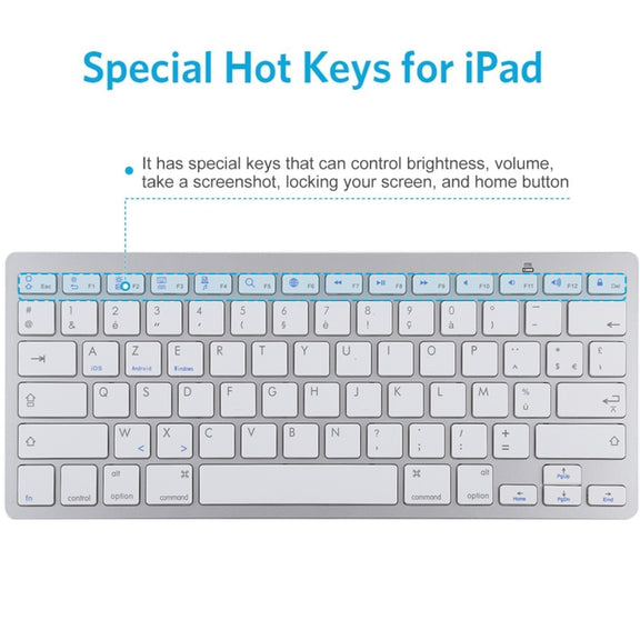 WB-8022 Ultra-thin Wireless Bluetooth Keyboard for iPad, Samsung, Huawei, Xiaomi, Tablet PCs or Smartphones, French Keys(Silver)