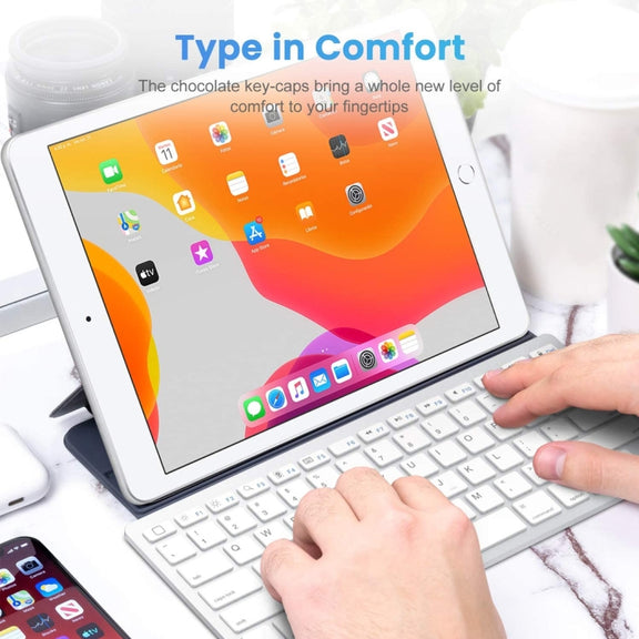 WB-8022 Ultra-thin Wireless Bluetooth Keyboard for iPad, Samsung, Huawei, Xiaomi, Tablet PCs or Smartphones, French Keys(Silver)