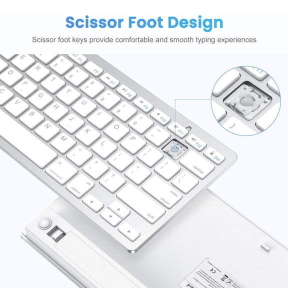 WB-8022 Ultra-thin Wireless Bluetooth Keyboard for iPad, Samsung, Huawei, Xiaomi, Tablet PCs or Smartphones, French Keys(Silver)