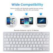 WB-8022 Ultra-thin Wireless Bluetooth Keyboard for iPad, Samsung, Huawei, Xiaomi, Tablet PCs or Smartphones, Spanish Keys(Silver)