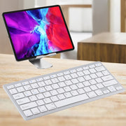 WB-8022 Ultra-thin Wireless Bluetooth Keyboard for iPad, Samsung, Huawei, Xiaomi, Tablet PCs or Smartphones, Spanish Keys(Silver)