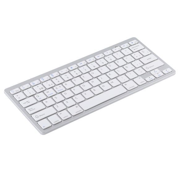 WB-8022 Ultra-thin Wireless Bluetooth Keyboard for iPad, Samsung, Huawei, Xiaomi, Tablet PCs or Smartphones, Spanish Keys(Silver)