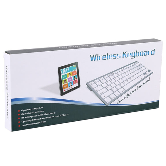 WB-8022 Ultra-thin Wireless Bluetooth Keyboard for iPad, Samsung, Huawei, Xiaomi, Tablet PCs or Smartphones, Spanish Keys(Silver)