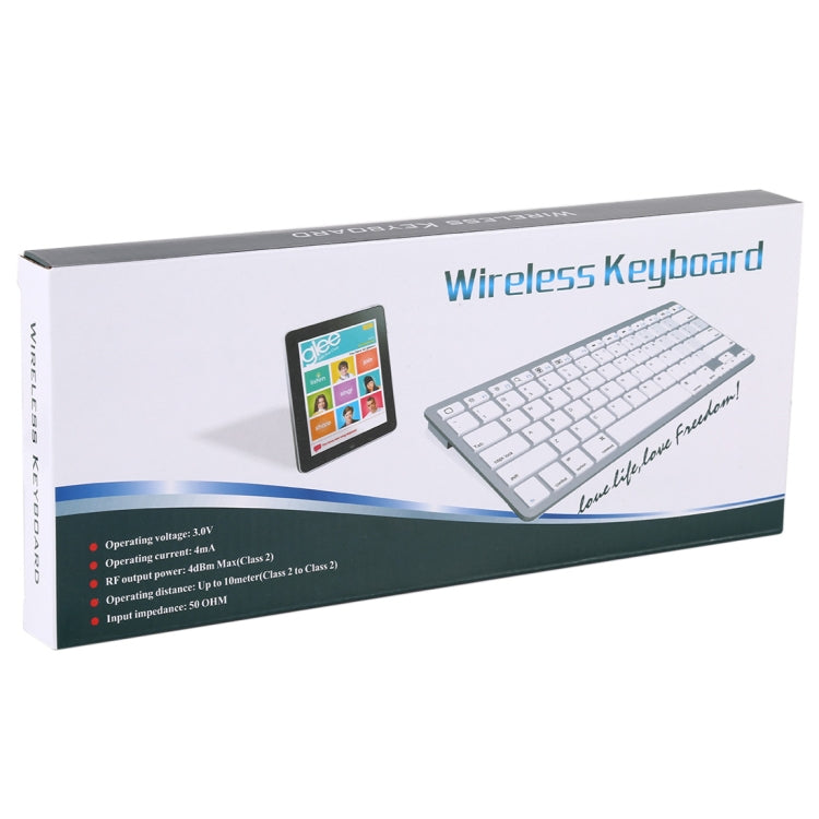 WB-8022 Ultra-thin Wireless Bluetooth Keyboard for iPad, Samsung, Huawei, Xiaomi, Tablet PCs or Smartphones, Spanish Keys(Silver)