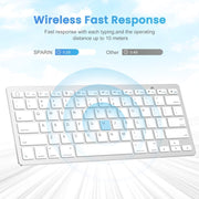 WB-8022 Ultra-thin Wireless Bluetooth Keyboard for iPad, Samsung, Huawei, Xiaomi, Tablet PCs or Smartphones, Spanish Keys(Silver)