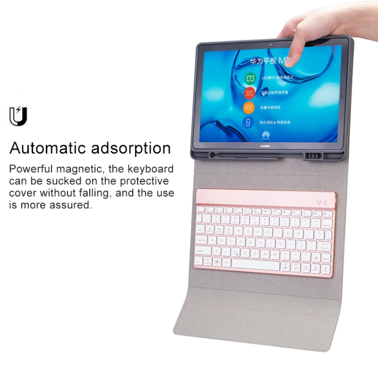 HW108A Detachable Magnetic Colorful Backlight Plastic Bluetooth Keyboard + Silk Pattern TPU Tablet Case for Huawei MediaPad M5 10.8 Pro / 10.8, with Pen Slot & Bracket(Pink) - Huawei Keyboard by PMC TechLife | Online Shopping South Africa | PMC TechLife