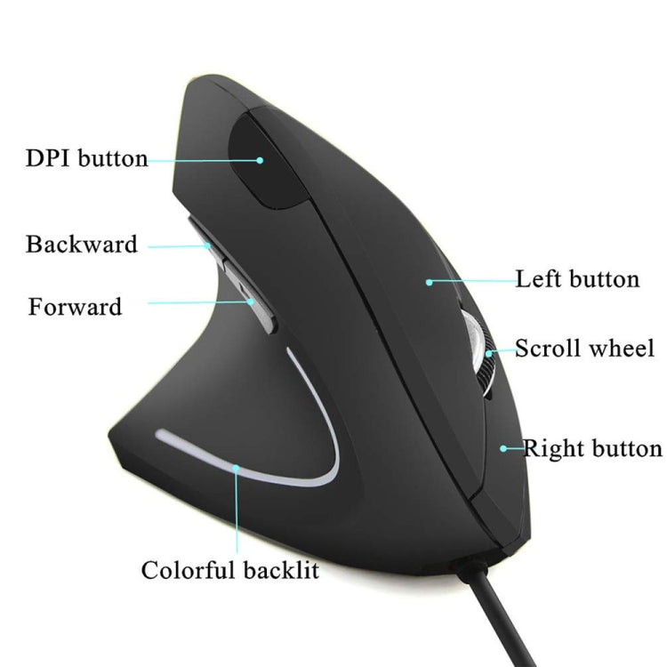 CM0093 Rechargeable Version 2.4GHz Three-button Wireless Optical Mouse Vertical Mouse for Left-hand, Resolution: 1000DPI / 1200DPI / 1600DPI(Black) - Wireless Mice by PMC Jewellery | Online Shopping South Africa | PMC Jewellery | Buy Now Pay Later Mobicred