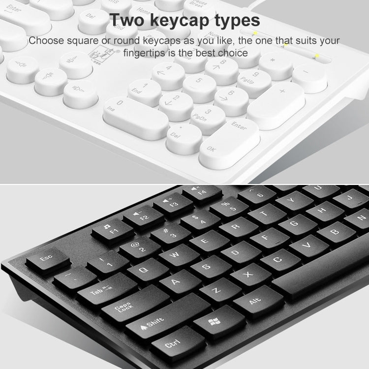 ZGB S500 Square Keycap Wired Keyboard + Mouse Set (White)