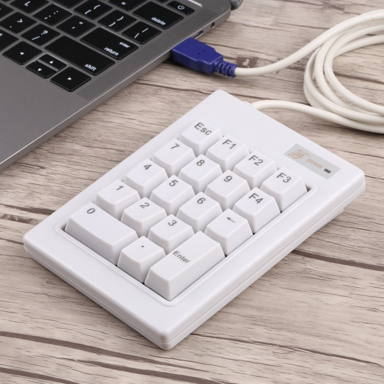 DX-18A 18-keys USB Wired Mechanical Black Shaft Mini Numeric Keyboard (White)