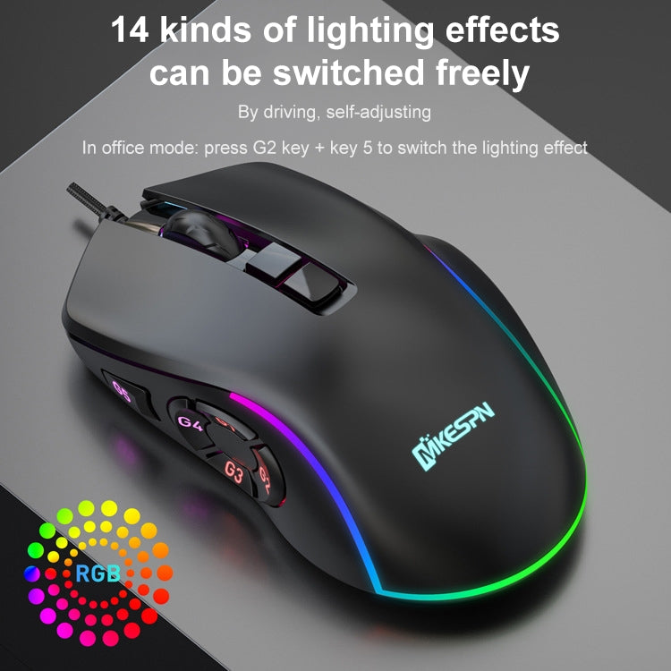MKESPN X9 10 Buttons 7200DPI RGB Macro Definition Gaming Wired Mouse - free shipping - PMC Jewellery - Order now!