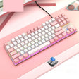 FOREV FV-301 87-keys Blue Axis Mechanical Gaming Keyboard, Cable Length: 1.6m(Pink + White) - free shipping - PMC TechLife - Order now!