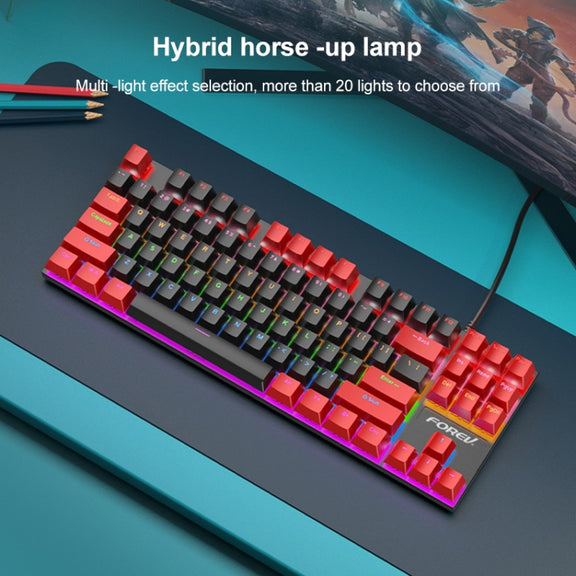 FOREV FV-301 87-keys Blue Axis Mechanical Gaming Keyboard, Cable Length: 1.6m(White + Green)