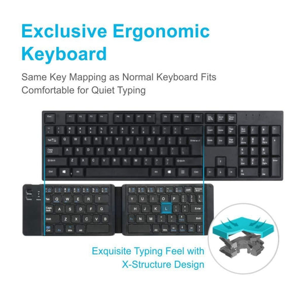 Mini Wireless Bluetooth Folding Keyboard (White)