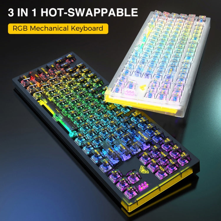 AULA F2183 RGB Wireless Bluetooth Keyboard(White) - free shipping - PMC Jewellery - Order now!