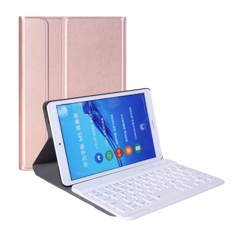 A0M5 Detachable Bluetooth Keyboard + Ultrathin Horizontal Flip Leather Tablet Case for Huawei MediaPad M5 & Honor Tab 5 8 inch, with Holder(Rose Gold) - Huawei Keyboard by PMC TechLife | Online Shopping South Africa | PMC TechLife