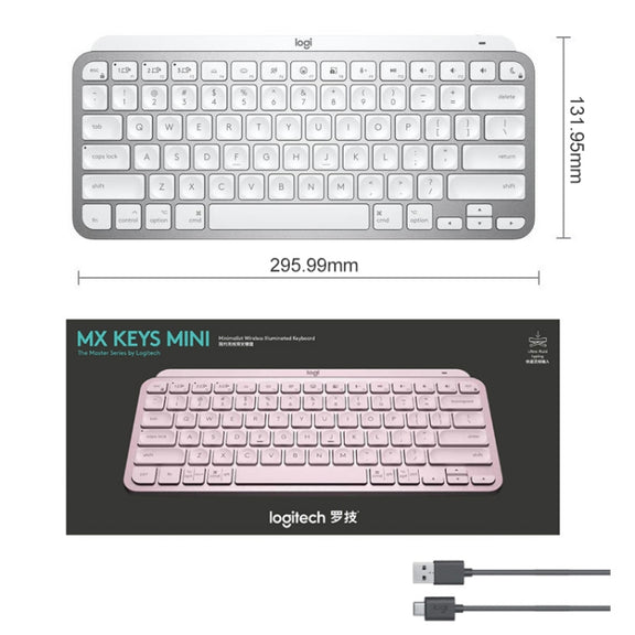 Logitech MX Keys Mini Wireless Bluetooth Ultra-thin Smart Backlit Keyboard (Pink)